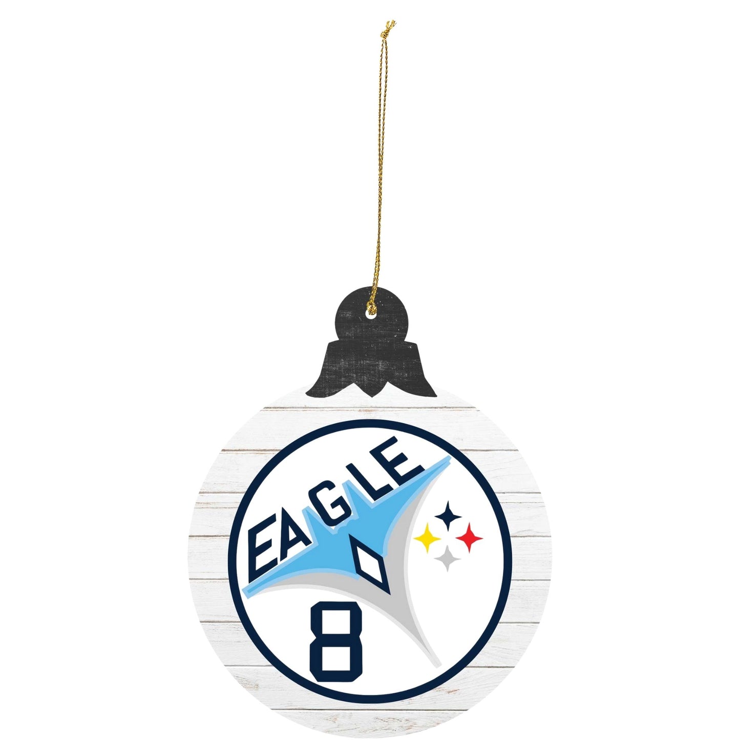 Air Force Academy Cadet Squadron 08 ‘Eagle Eight’ tree ornament featuring blue eagle crest and squadron number 8.
