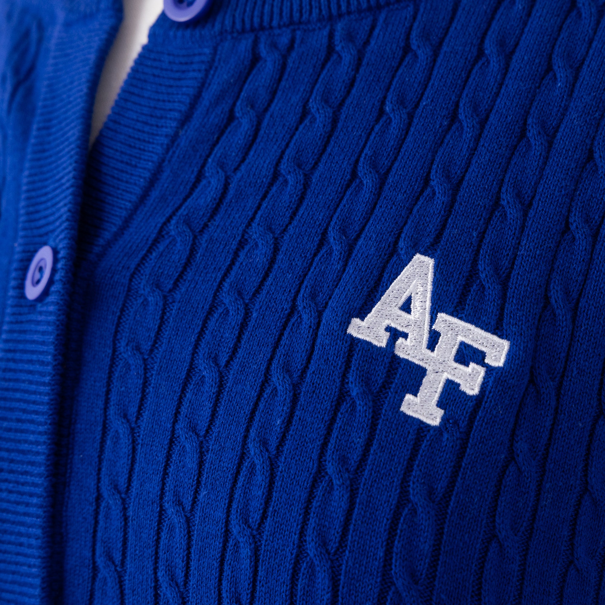 AF Cable Knit Cardigan | USAFA Women's Apparel – Doolittle Outfitters