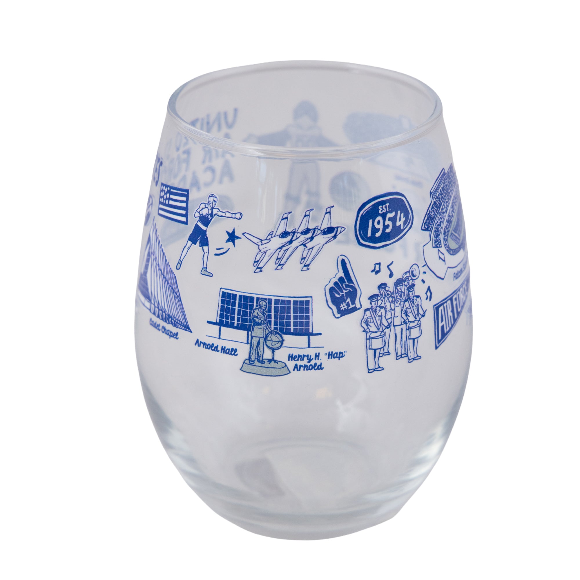 USA airforce academy アメリカ空軍養成学校ビンテージガラス Air Force Academy Impressions Stemless Wine Glass - 15oz | USAFA