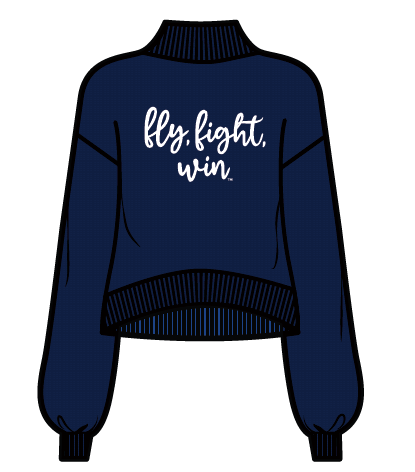 Fly, Fight, Win! Embroidered Mock Neck Sweater