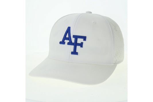 White Mid-Pro Performance Hat Royal Blue AF Embroidery