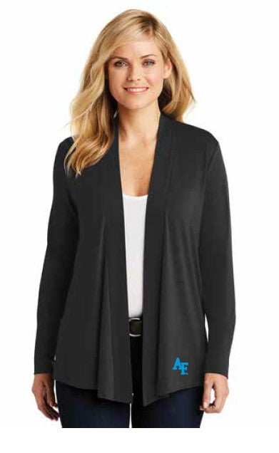 Ladies Black Knit Open Front Cardigan