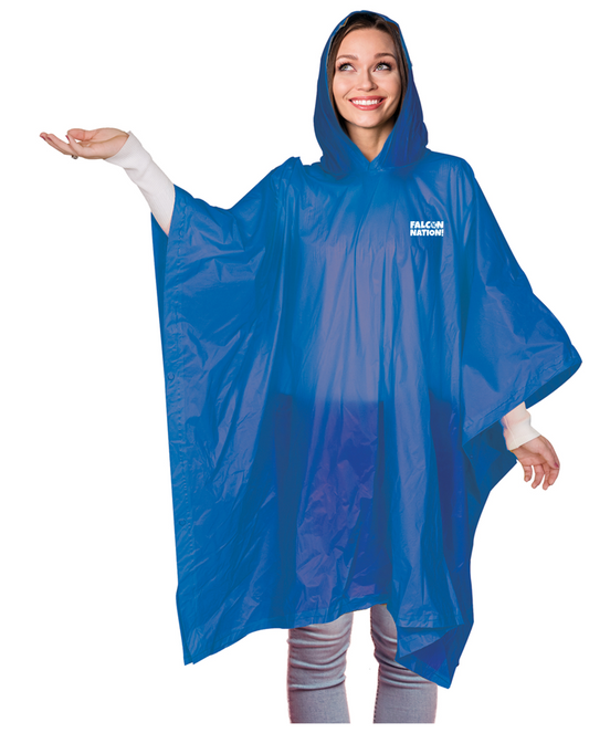 Reuseable Falcon Nation Hooded Rain Poncho