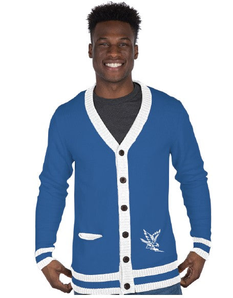 Royal Blue Homecoming Button Front Cardigan with Front & Back Logos