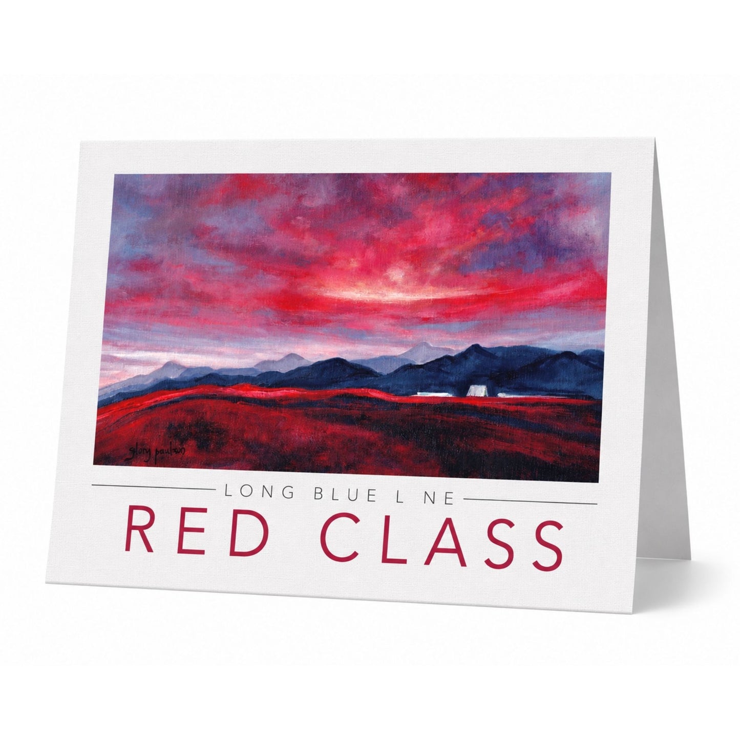 Air Force Long Blue Line Red Class linen card with mountain landscape and Cadet Chapel artwork