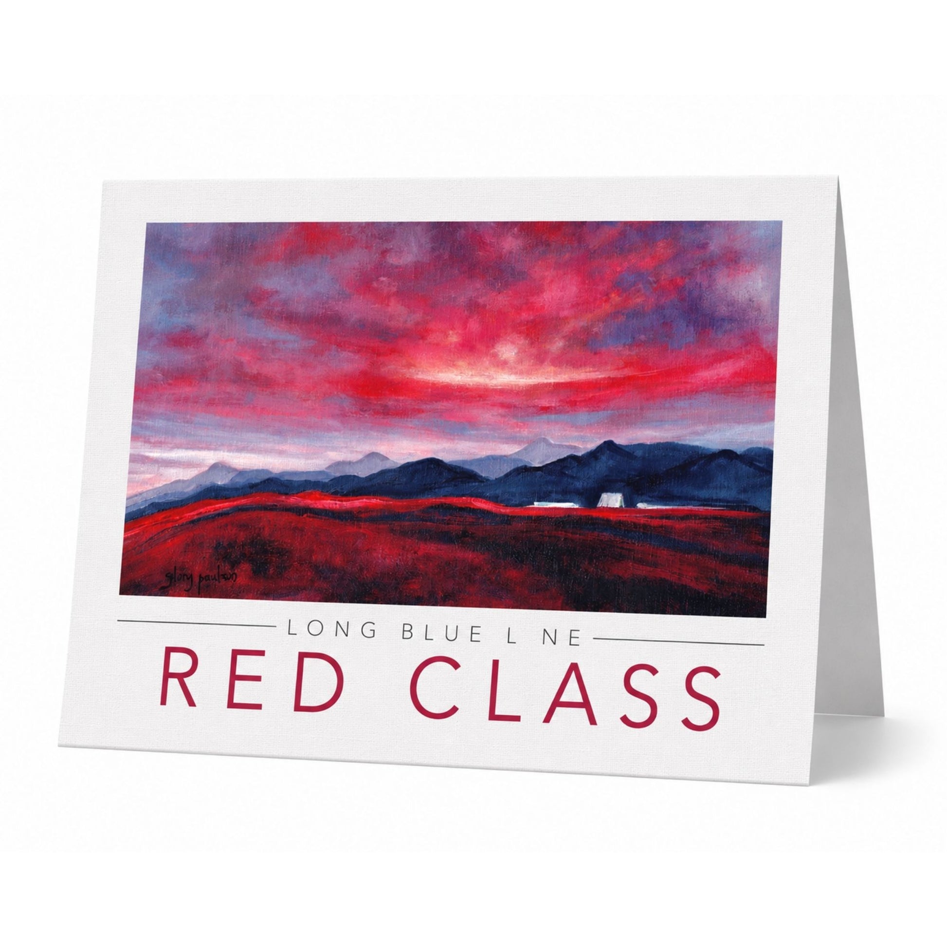 Air Force Long Blue Line Red Class linen card with mountain landscape and Cadet Chapel artwork