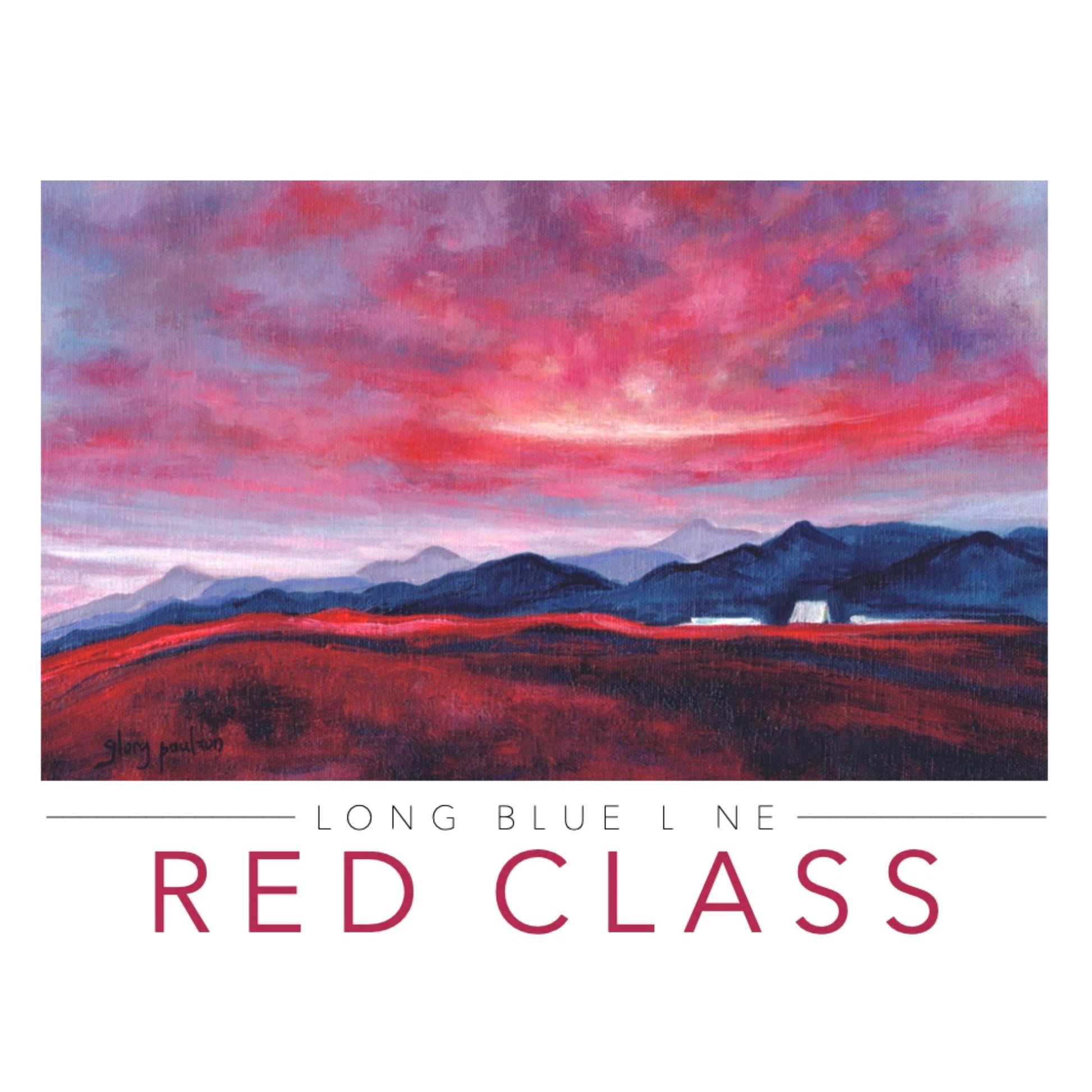 Air Force Long Blue Line Red Class linen card with mountain landscape and Cadet Chapel artwork