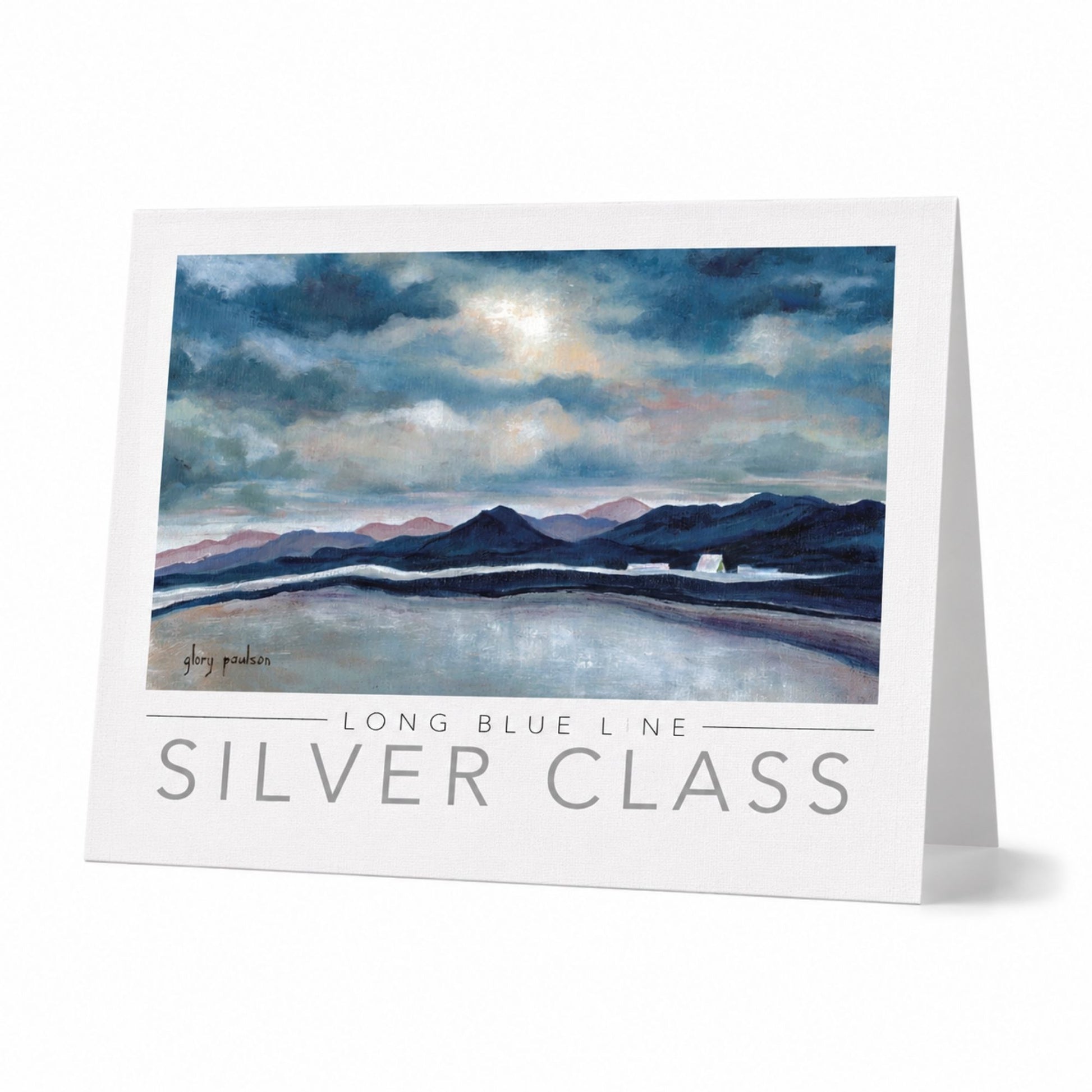 Air Force Long Blue Line Silver Class linen card with mountain landscape and Cadet Chapel artwork