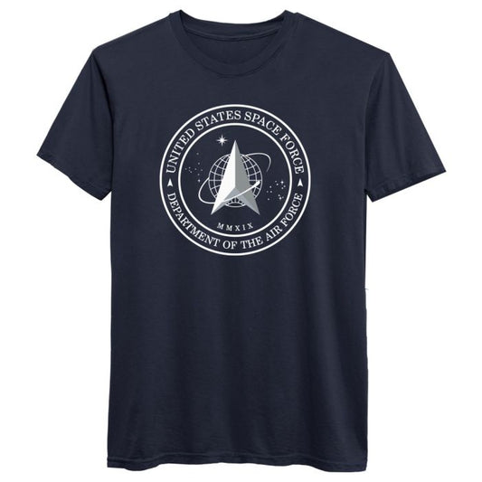 Pigment Dyed Dark Blue T-shirt with Space Force Crest