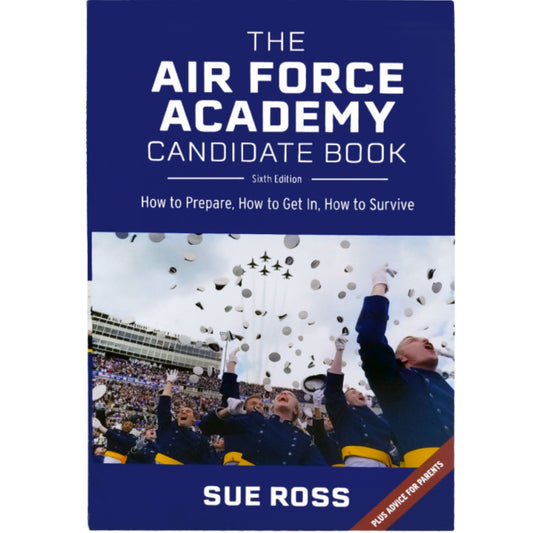 Air Force Academy Candidate Book 6th Edition cover with cadets celebrating and Thunderbirds flyover