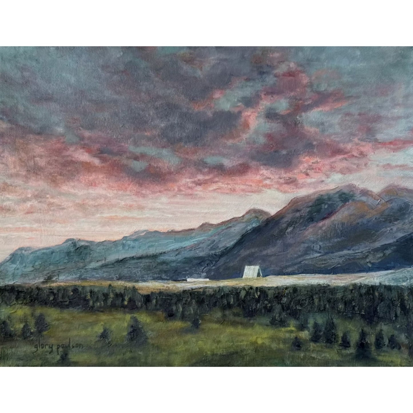 Air Force Academy ‘Under a Living Sky’ linen card with mountain landscape and Cadet Chapel artwork