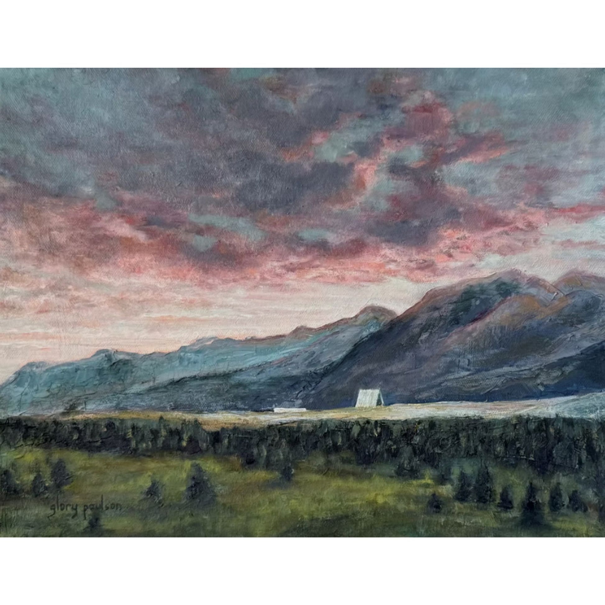 Air Force Academy ‘Under a Living Sky’ linen card with mountain landscape and Cadet Chapel artwork