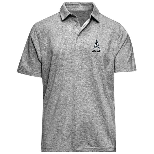 United States Space Force gray Velocity polo shirt with embroidered Space Force Delta logo