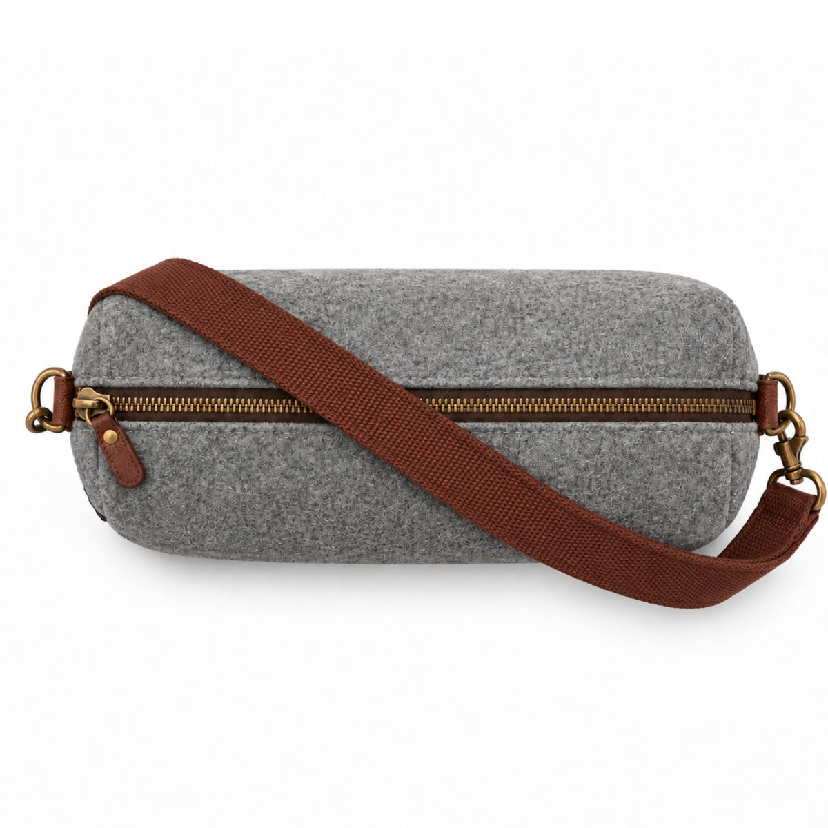 Melton Wool and Leather Duffle Locker Room Bag - Grey