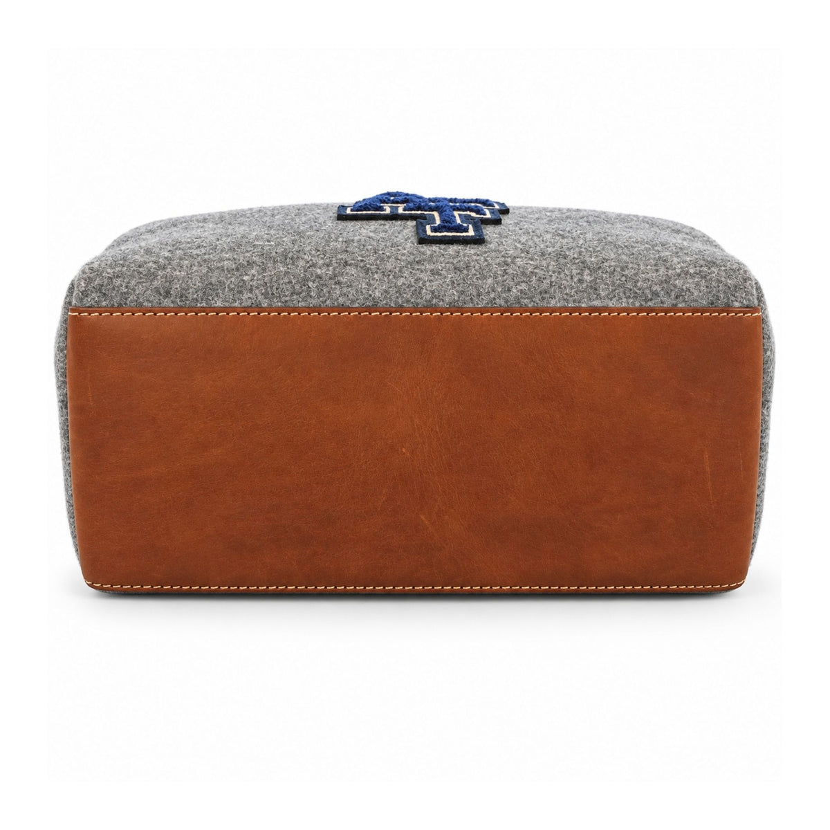 Melton Wool and Leather Duffle Locker Room Bag - Grey