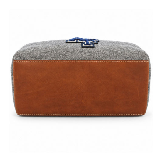Melton Wool and Leather Duffle Locker Room Bag - Grey