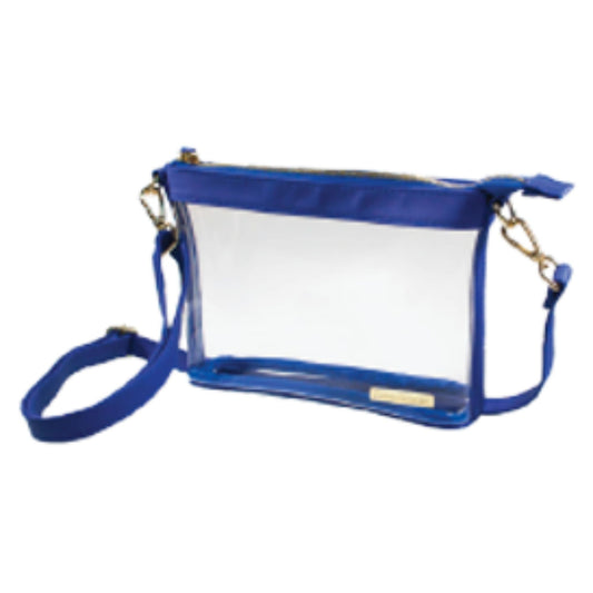 Small Crossbody/Clutch Clear Bag with Academy Royal Blue Trim