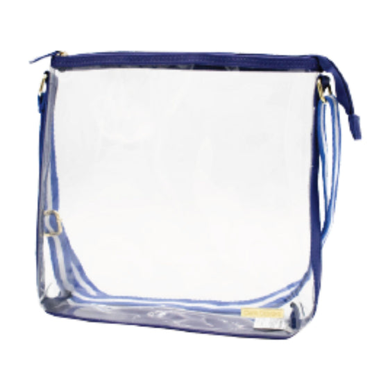 Simple Tote Clear Crossbody Bag with Academy Royal Blue Trim