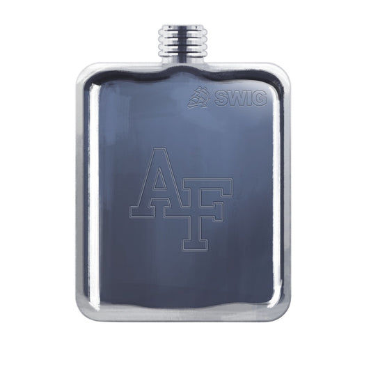 USAFA Engraved Flask and Wool Tartan Leather Tartan Pouch