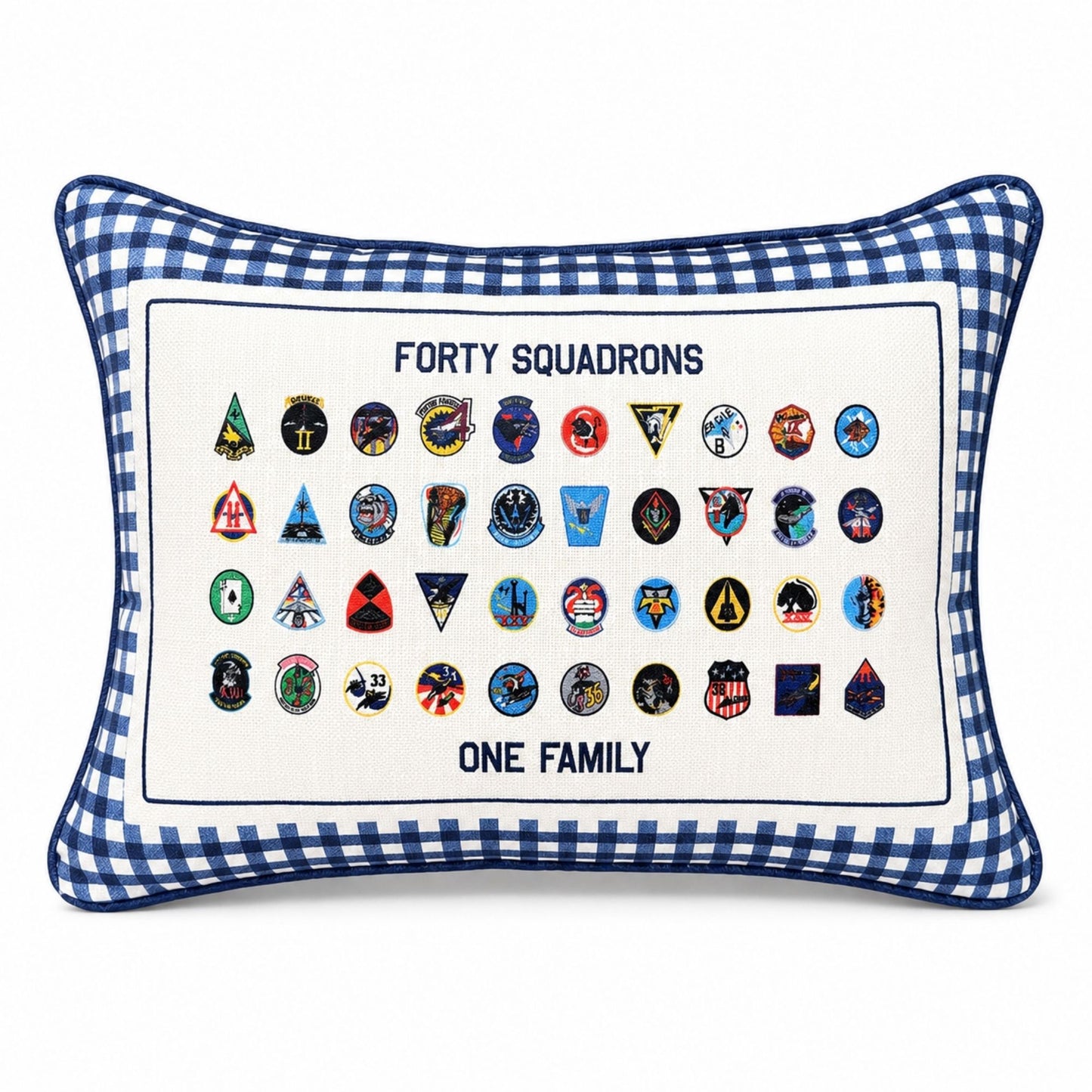Forty Squadrons. One Family. Gingham Pillow - Rectangle