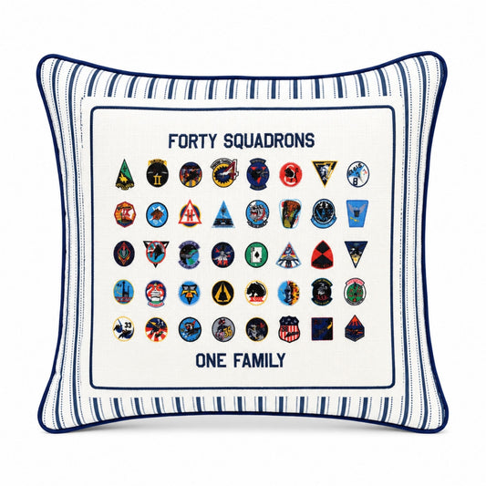 Forty Squadrons. One Family. Stripe Pillow - Square
