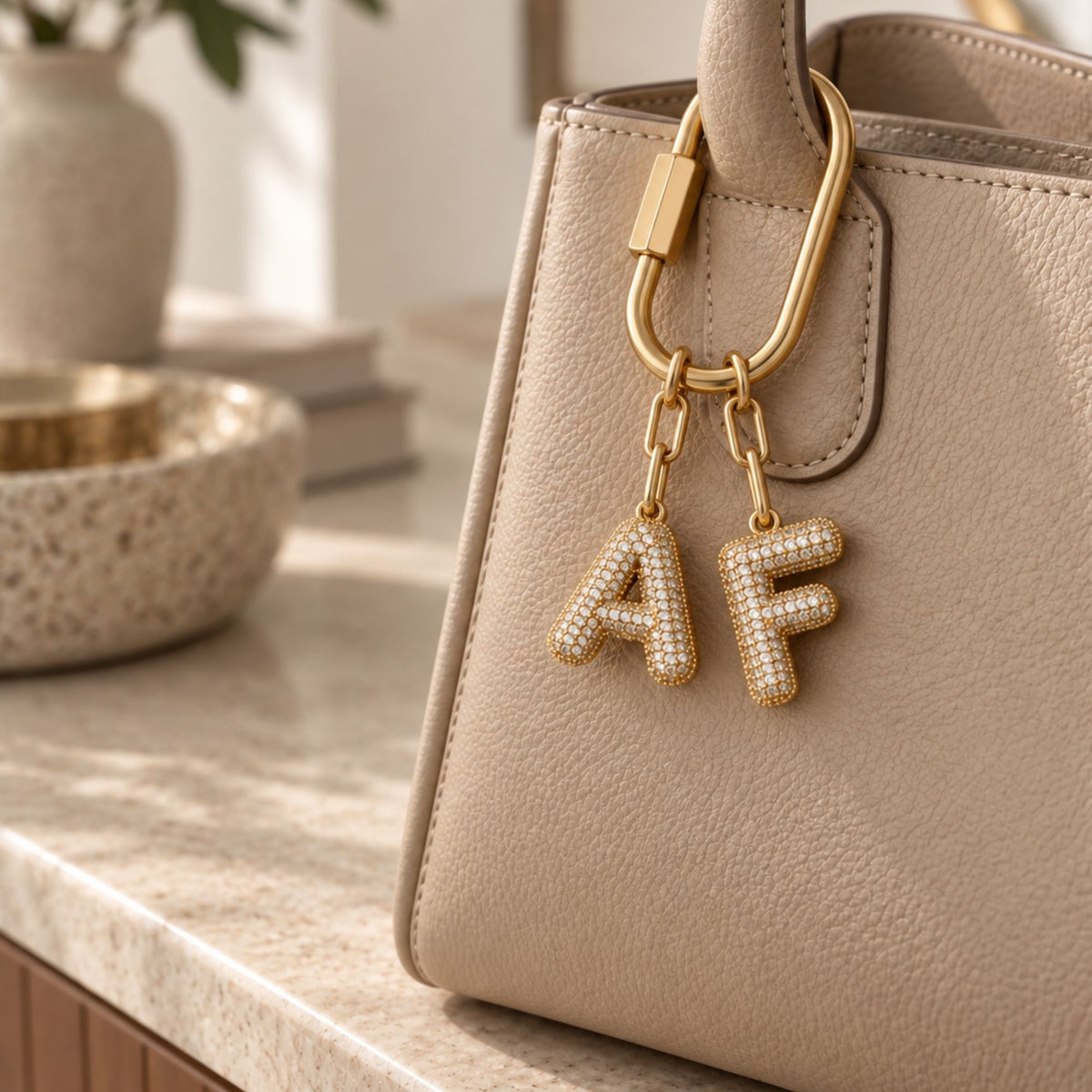 F (Force) Pavé Bubble Bag Charm