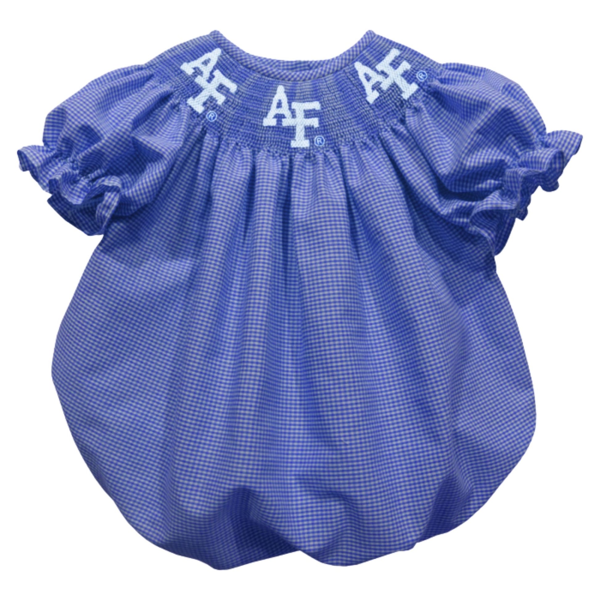Infant Air Force Gingham Bubble Dress | USAFA Infant Apparel Doolittle Outfitters Infant Air Force Gingham Bubble Dress | USAFA Infant Apparel Doolittle Outfitters