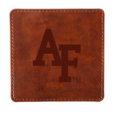 Watson Square Brown Faux Leather Coaster - Single