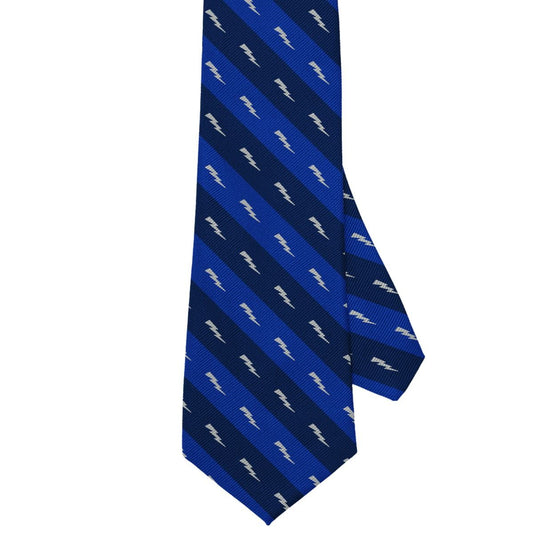 Repeating Lightning Bolt Pattern Tie - Royal Blue and Black