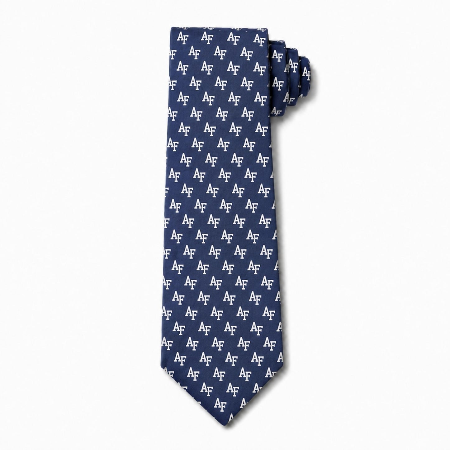 Air Force Academy AF allover necktie in blue with repeating logo pattern standard width