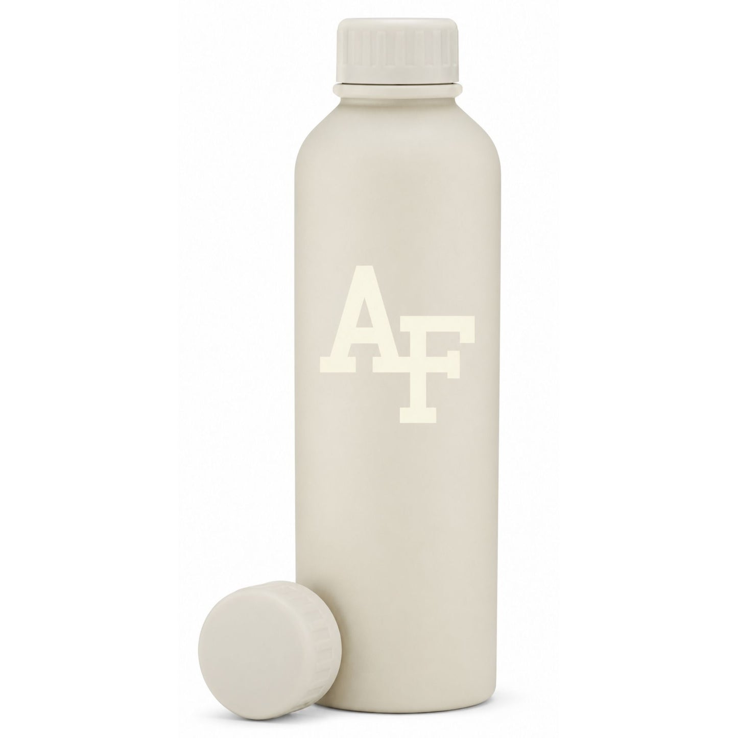 Air Force Academy Adventure Water Bottle in ivory with minimalist design and matching screw-top lid on white background