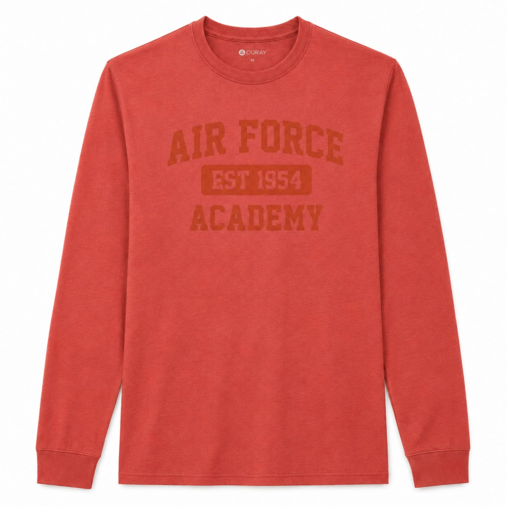 Air Force Academy red class color long sleeve t-shirt with vintage graphic design