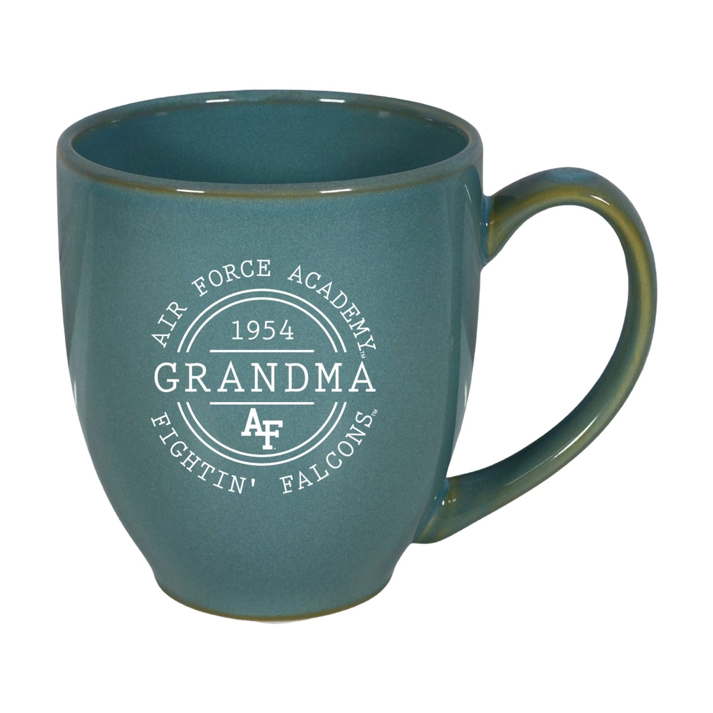 Air Force Academy Grandma Heritage Mug in evergreen with vintage 1954 Fightin’ Falcons emblem
