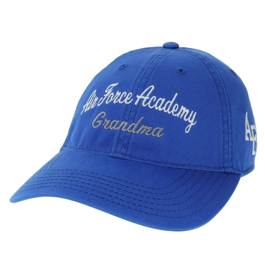 Air Force Academy Grandma Script Hat in royal blue with embroidered script lettering