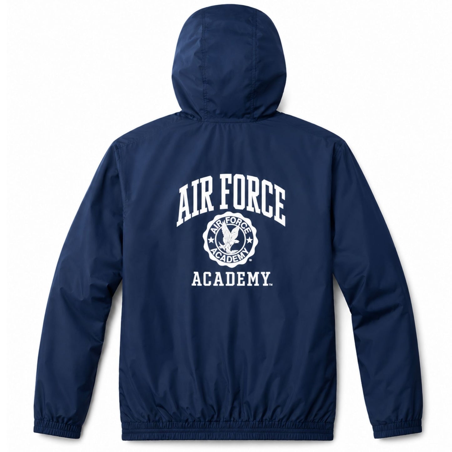 Navy Air Force Academy Liberty Trail Windbreaker with hood and large back graphic