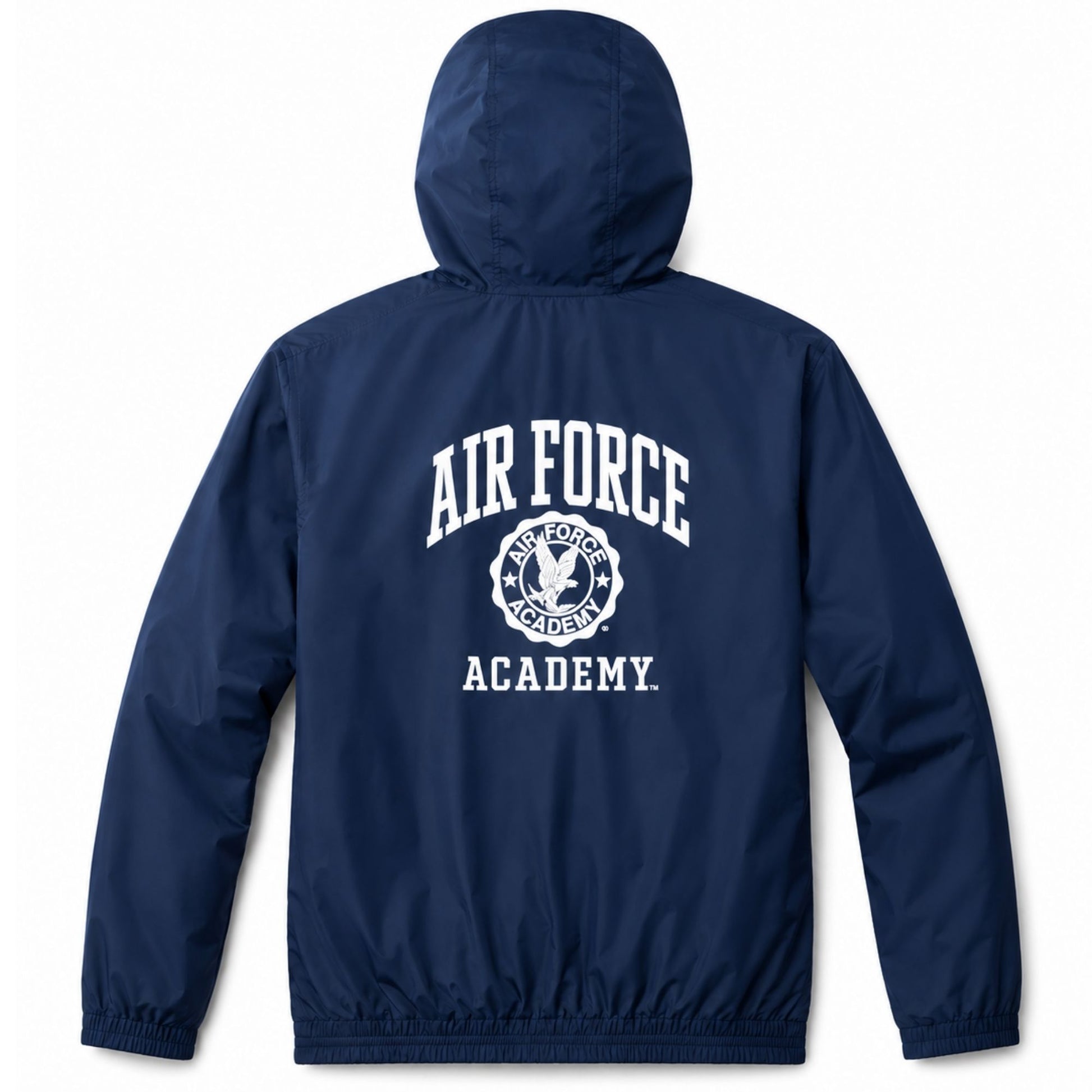 Navy Air Force Academy Liberty Trail Windbreaker with hood and large back graphic
