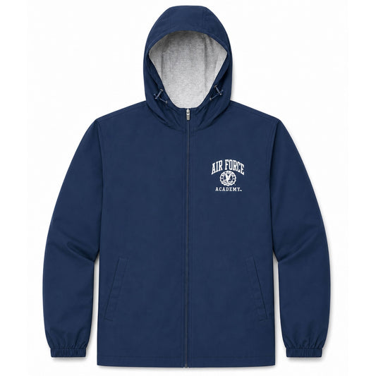Navy Air Force Academy Liberty Trail Windbreaker with hood and large back graphic