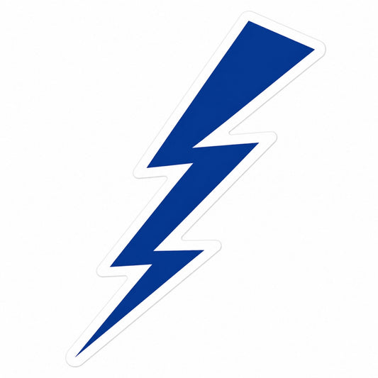 Air Force Academy blue lightning bolt vinyl sticker with white border.