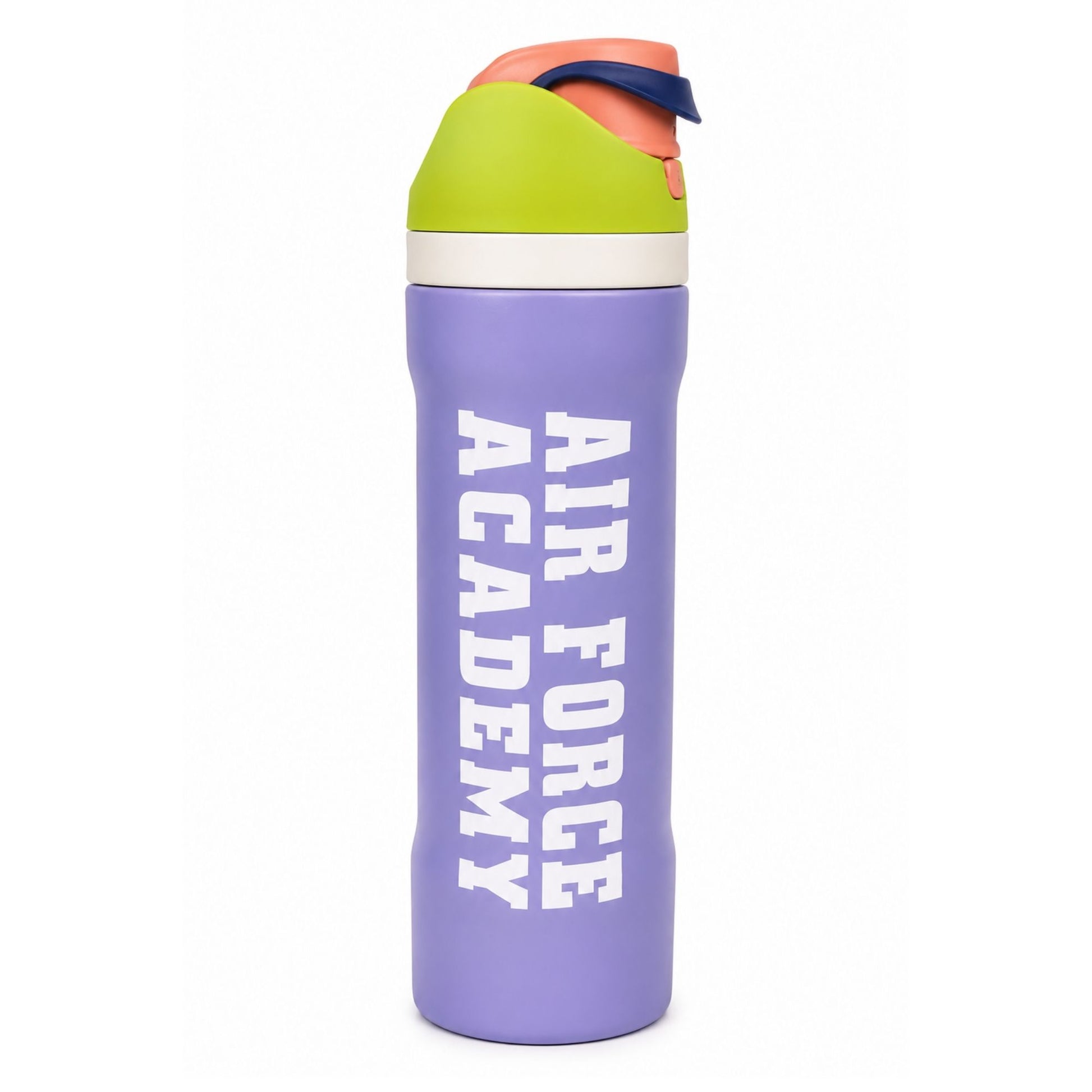 Purple Air Force Academy 24 oz stainless steel insulated water bottle with dual-purpose straw and spout lid