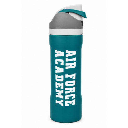 Teal Air Force Academy 24 oz stainless steel insulated water bottle with dual-purpose straw and spout lid