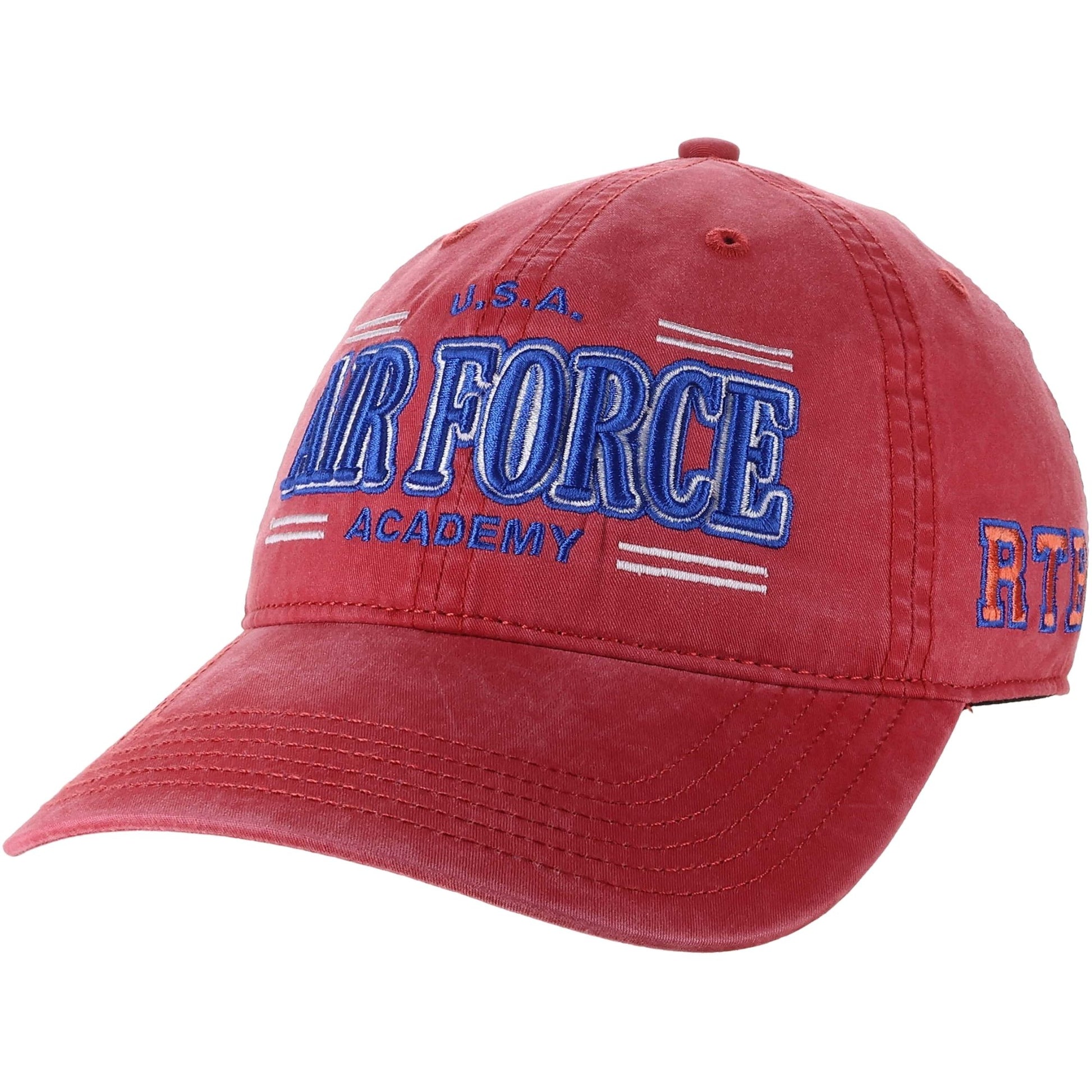 Air Force Academy vintage class hat in red with embroidered design and adjustable fit