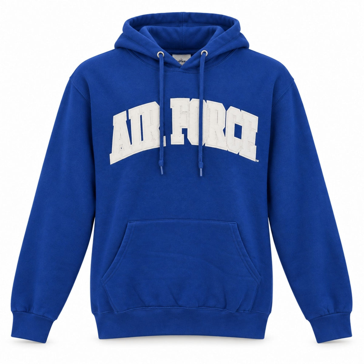 Royal blue Air Force Courtside Hoodie with white appliqué lettering