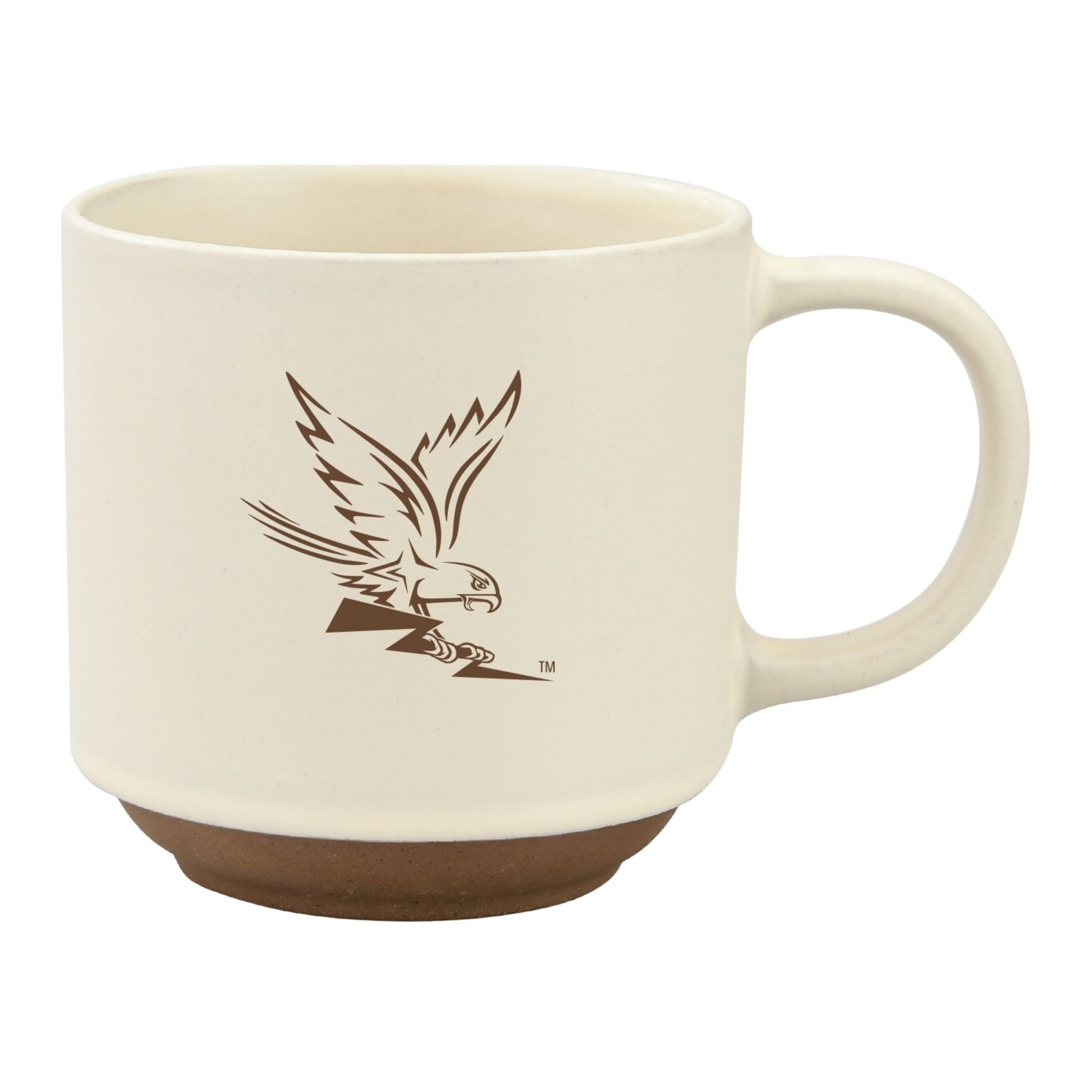 Air Force Fireside Falcon Mug in cream with Spirit Falcon design and natural clay base