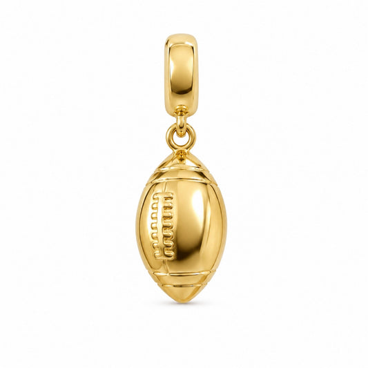 18k gold-plated football charm with detailed laces and chain clasp