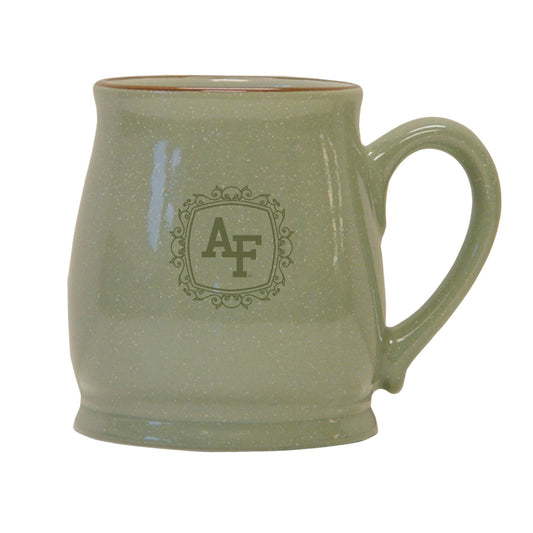 Air Force Heirloom Crest Mug in evergreen with ornate AF crest design