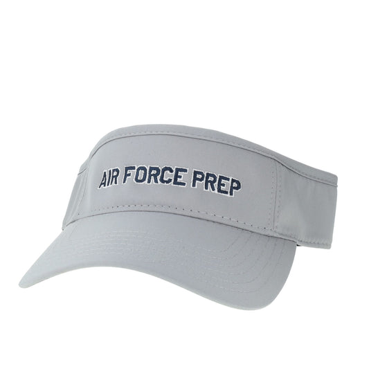 Air Force Prep grey visor with embroidered Air Force Prep text and curved bill