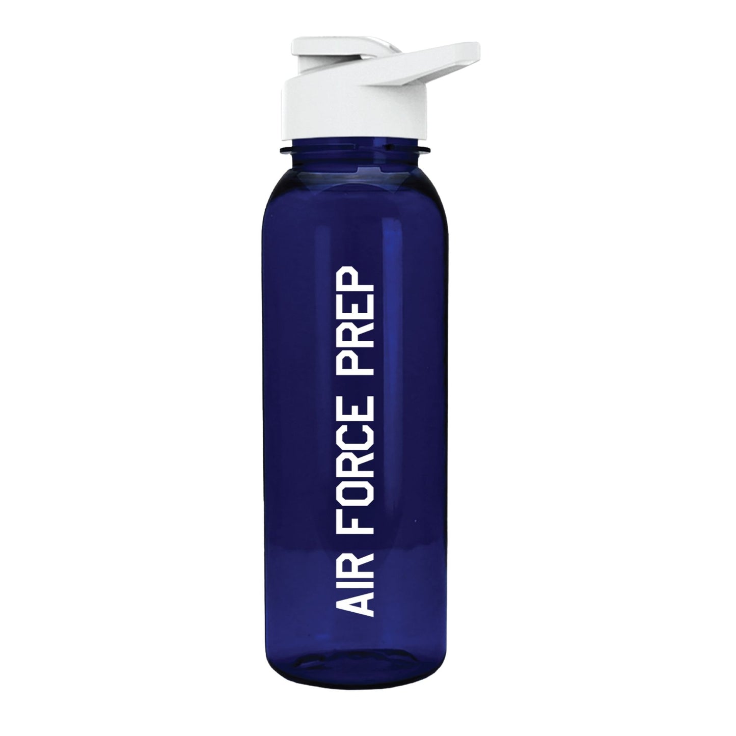 Air Force Prep Outdoorsman Water Bottle 24 oz in blue with vertical Prep logo and carry loop lid