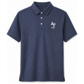 Air Force Prep navy polo shirt with embroidered AF Prep logo on left 