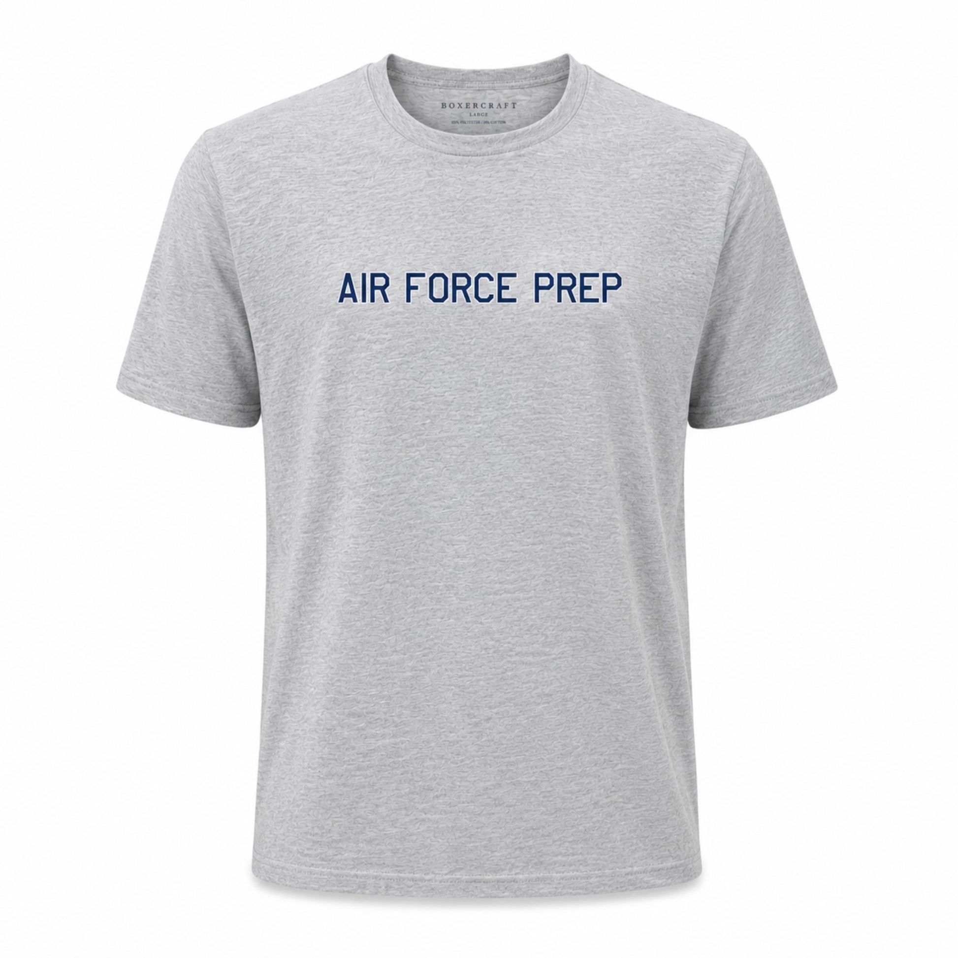 Air Force Prep t-shirt in gray with navy graphic on front and classic crewneck design