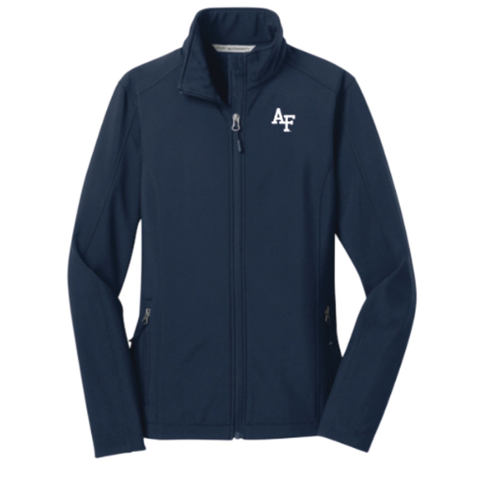 Air Force Women’s Summit Soft Shell Jacket in dark blue with embroidered AF logo